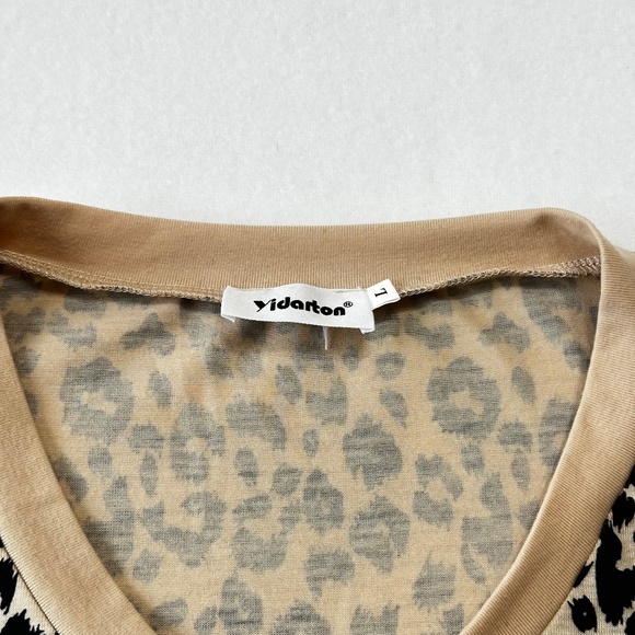 Yidarton Women’s Leopard Print 3/4 Sleeve T-Shirt Top Size Large - Picture 4 of 6